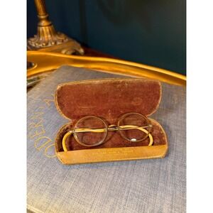 Antique 12K Gold-Filled Round Eyeglasses with Case: Victorian Spectacles